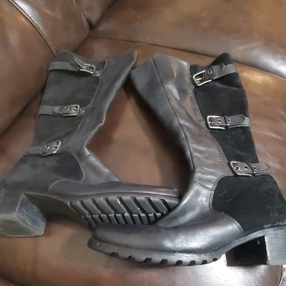 Ecco black suede & leather boots Sz 10M